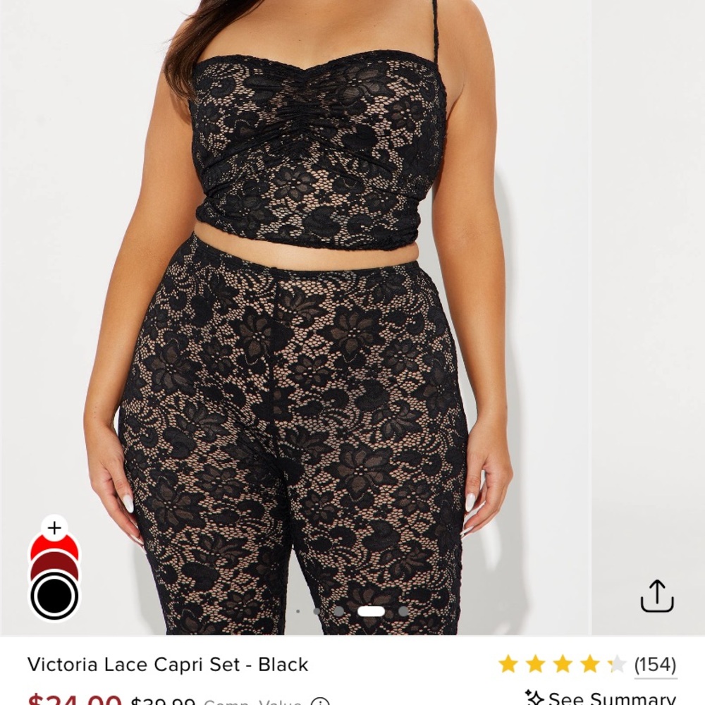 Black Lace Capri Set